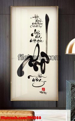 File gốc File tranh thư pháp TP2088 (in lụa) hoa văn cổ điển