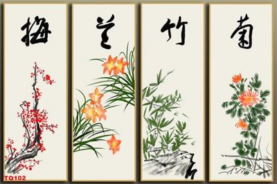 File ảnh File tranh tứ quý TQ102 (gốc) trang trí khách sạn