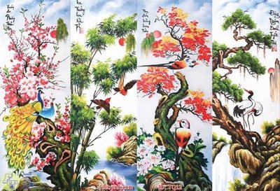 File PSD File tranh tứ quý TQ12 (bản gốc) chất lượng nhất