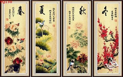 File gốc File tranh tứ quý TQ130 (in lụa) trang trí tường