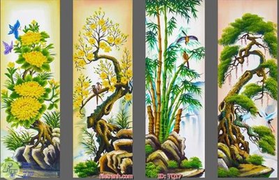 File gốc File tranh tứ quý TQ17 (in mica) làm quà tặng