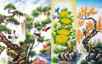 File PSD File tranh tứ quý TQ18 (bản gốc) cho nhà in