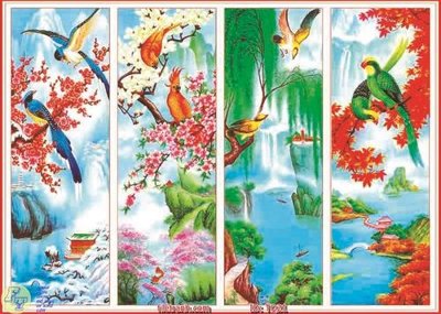 File tranh File tranh tứ quý TQ21 (bản gốc) treo quán cafe