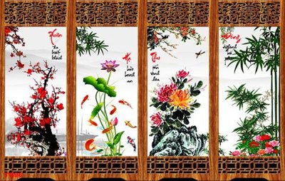 File tranh File tranh tứ quý TQ96 (ảnh gốc) in trần nhà