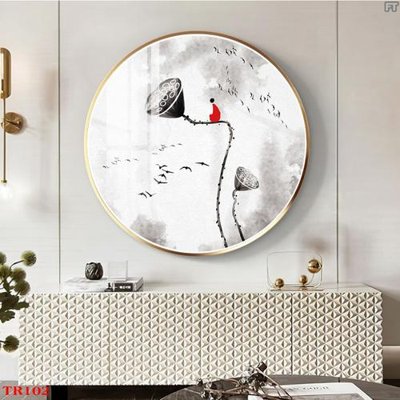 File gốc File tranh tròn hoa sen TRR102 (in mica) trang trí