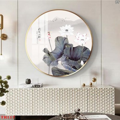 File gốc File tranh tròn hoa sen TRR117 (in tráng gương) sang trọng