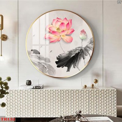 File PSD File tranh tròn hoa sen TRR132 (gốc) tách lớp chi tiết