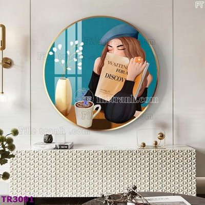 File gốc File tranh tròn hiện đại TR3091 (in tráng gương) sang trọng