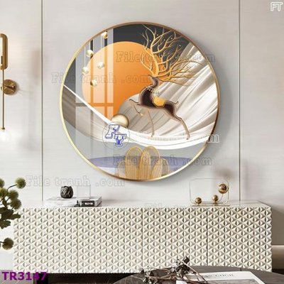 File gốc File tranh tròn hiện đại TR3147 (in tráng gương) nghệ thuật
