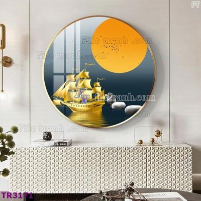 File gốc in mica File tranh tròn hiện đại TR3171 chất lượng