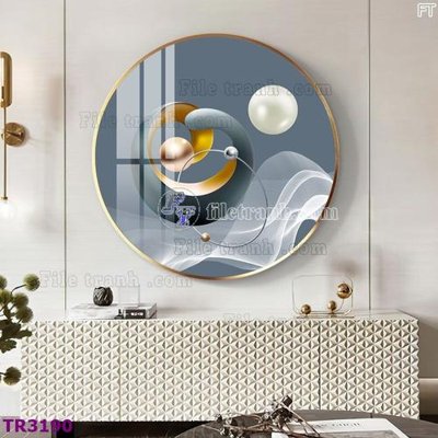File gốc File tranh tròn hiện đại TR3190 (in lụa) trang trí tường