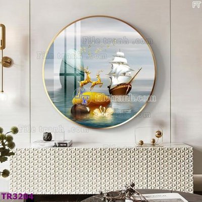 Ảnh mô tả file gốc in mica File tranh tròn hiện đại TR3204