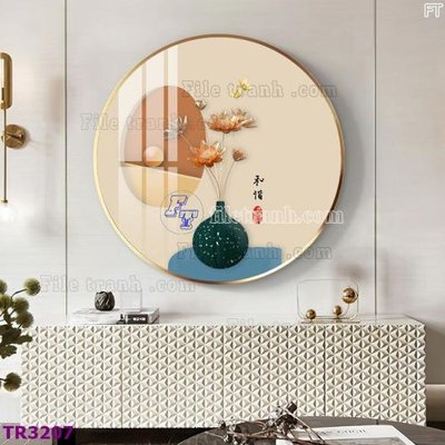 File tranh in trần 3D File tranh tròn hiện đại TR3207 (ảnh gốc)