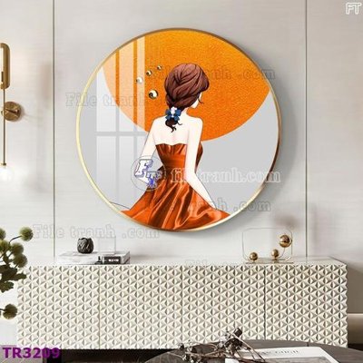 File tranh File tranh tròn hiện đại TR3209 (bản gốc) treo quán cafe