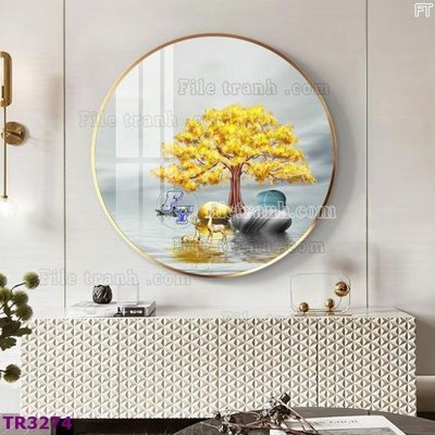 Ảnh mô tả file gốc in mica File tranh tròn hiện đại TR3274