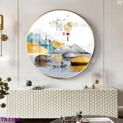 Ảnh gốc file in lụa File tranh tròn hiện đại TR3306 chi tiết