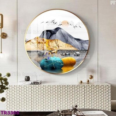 Ảnh gốc File tranh tròn hiện đại TR3308 (độ nét cao) in tráng gương