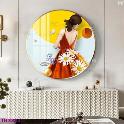 File in lụa File tranh tròn hiện đại TR3334 (tân cổ điển) File tranh tròn hiện đại TR3334