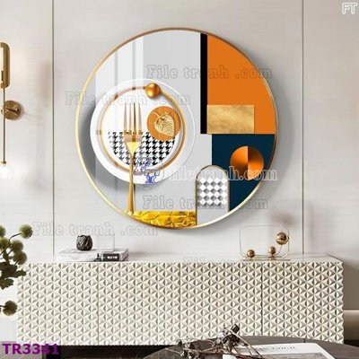 File gốc File tranh tròn hiện đại TR3341 (in lụa) tranh phong thủy