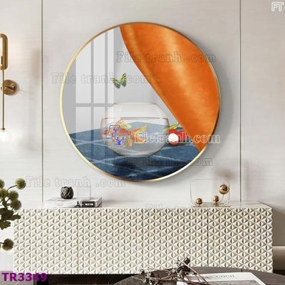 Download file gốc File tranh tròn hiện đại TR3349 (in lụa) tranh 3D