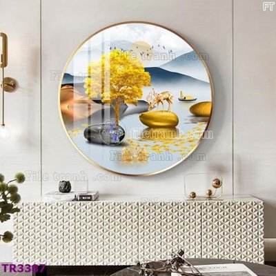File tranh File tranh tròn hiện đại TR3387 (file gốc) chủ đề phong thủy