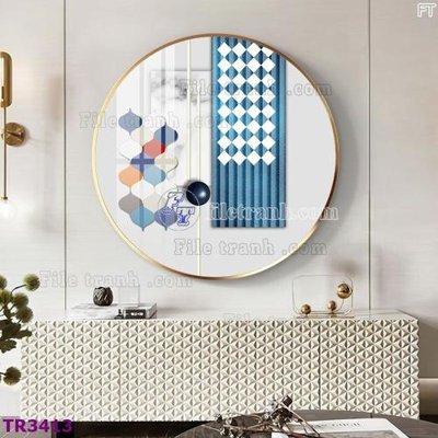 File gốc File tranh tròn hiện đại TR3413 (in mica) trang trí