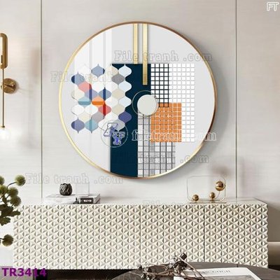 File gốc File tranh tròn hiện đại TR3414 (in 3D) nghệ thuật