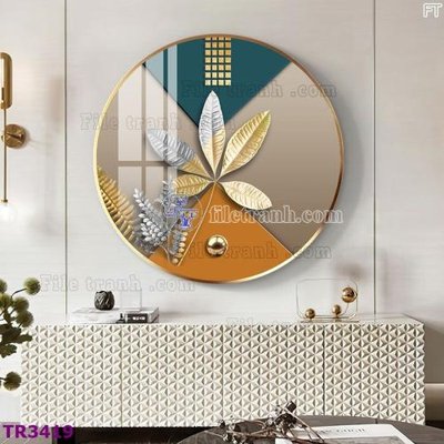 Hình ảnh file gốc in lụa File tranh tròn hiện đại TR3419