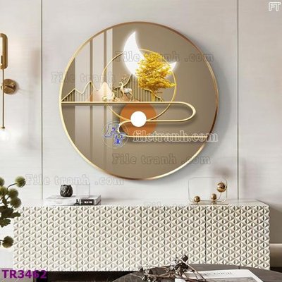 File in trần File tranh tròn hiện đại TR3462 (bản gốc) đại dương