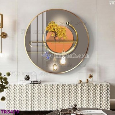 Download file gốc File tranh tròn hiện đại TR3479 (in lụa) hoa lá