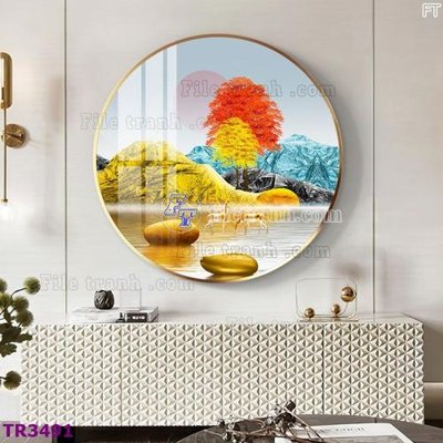 File gốc File tranh tròn hiện đại TR3491 (in tráng gương) sang trọng