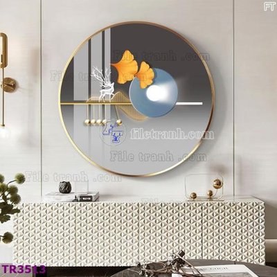 File in mica File tranh tròn hiện đại TR3513 (bản gốc) làm vách ngăn