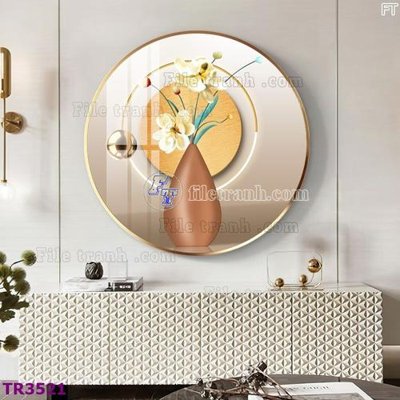 File tranh gốc in trần nhà File tranh tròn hiện đại TR3521 3D