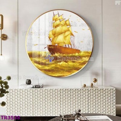 File gốc File tranh tròn hiện đại TR3538 (in tráng gương) sang trọng