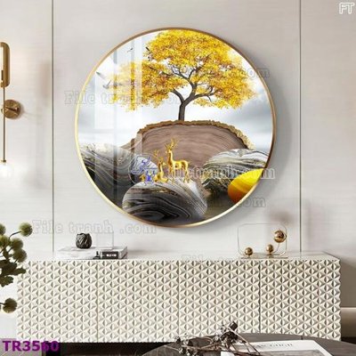 File tranh gốc in trần nhà File tranh tròn hiện đại TR3560 3D