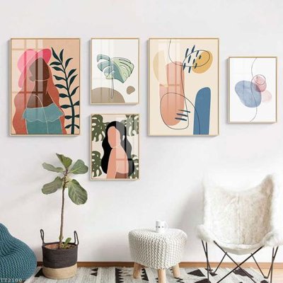 File tranh File tranh treo 5 tấm tối giản Minimalist Art TT2100 (gốc) chủ đề con người