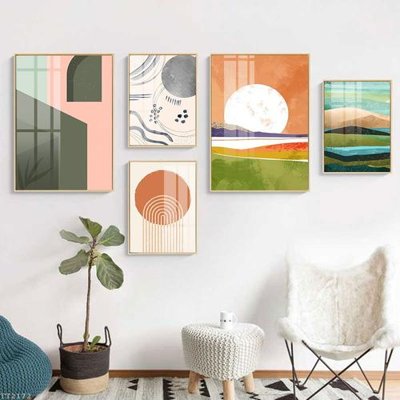 Ảnh gốc File tranh treo 5 tấm tối giản Minimalist Art TT2172 (độ nét cao) in tráng gương