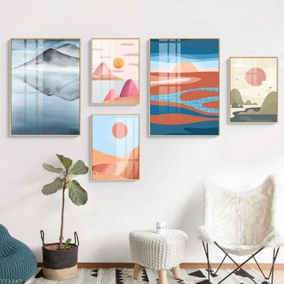 File tranh File tranh treo 5 tấm tối giản Minimalist Art TT2247 (file gốc) chủ đề phong thủy