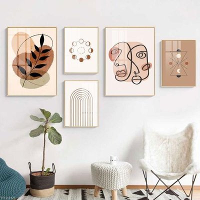 Hình ảnh file gốc in trần nhà File tranh treo 5 tấm tối giản Minimalist Art TT2265
