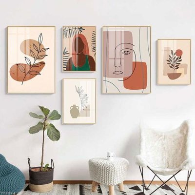 File gốc File tranh treo 5 tấm tối giản Minimalist Art TT2274 (in lụa) tranh mã đáo