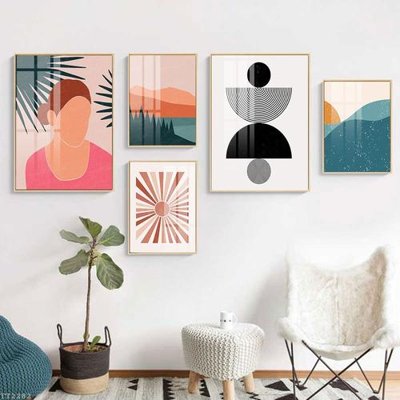 File in lụa File tranh treo 5 tấm tối giản Minimalist Art TT2282 (hoa văn) File tranh treo 5 tấm tối giản Minimalist Art TT2282