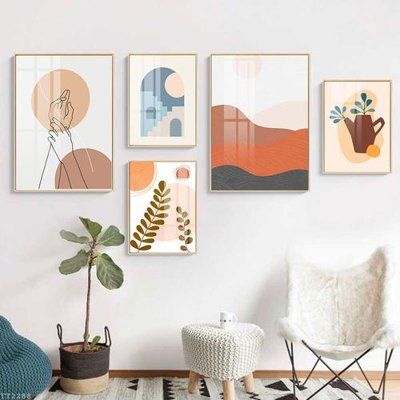 Tải file File tranh treo 5 tấm tối giản Minimalist Art TT2288 (gốc) chủ đề hoa sen