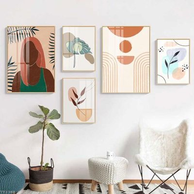 File in ấn File tranh treo 5 tấm tối giản Minimalist Art TT2308 (bản gốc) cao cấp