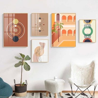 File tranh File tranh treo 5 tấm tối giản Minimalist Art TT2311 (bản gốc) in lụa 3D