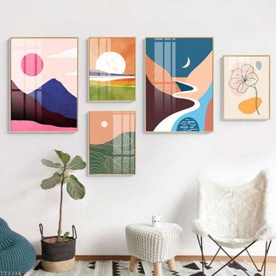 File in trần File tranh treo 5 tấm tối giản Minimalist Art TT2316 (file gốc) chủ đề vũ trụ