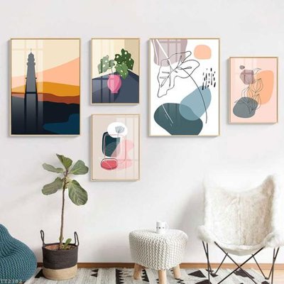 File gốc File tranh treo 5 tấm tối giản Minimalist Art TT2382 (in tráng gương) ốp tường
