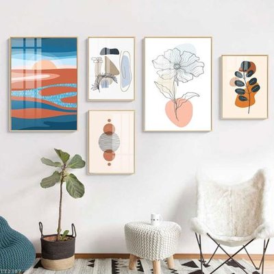 File tranh gốc in trần nhà File tranh treo 5 tấm tối giản Minimalist Art TT2387 3D