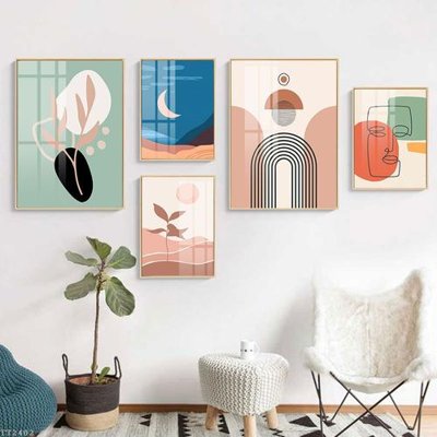 File in trần File tranh treo 5 tấm tối giản Minimalist Art TT2402 (bản gốc) mây trời