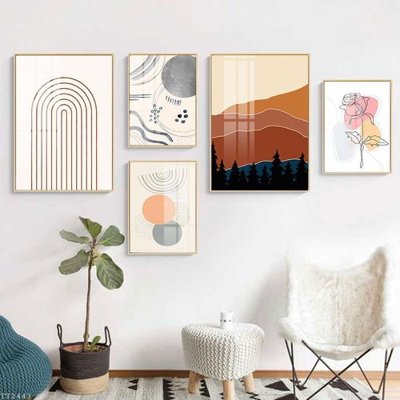 File gốc File tranh treo 5 tấm tối giản Minimalist Art TT2443 (in tráng gương) sang trọng