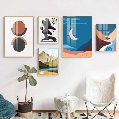 Tải file File tranh treo 5 tấm tối giản Minimalist Art TT2464 (gốc) chủ đề hoa sen